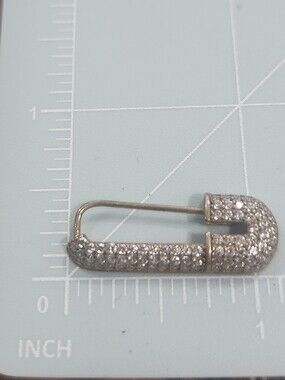Sterling Silver Pave Crystal Safety Pin Brooch